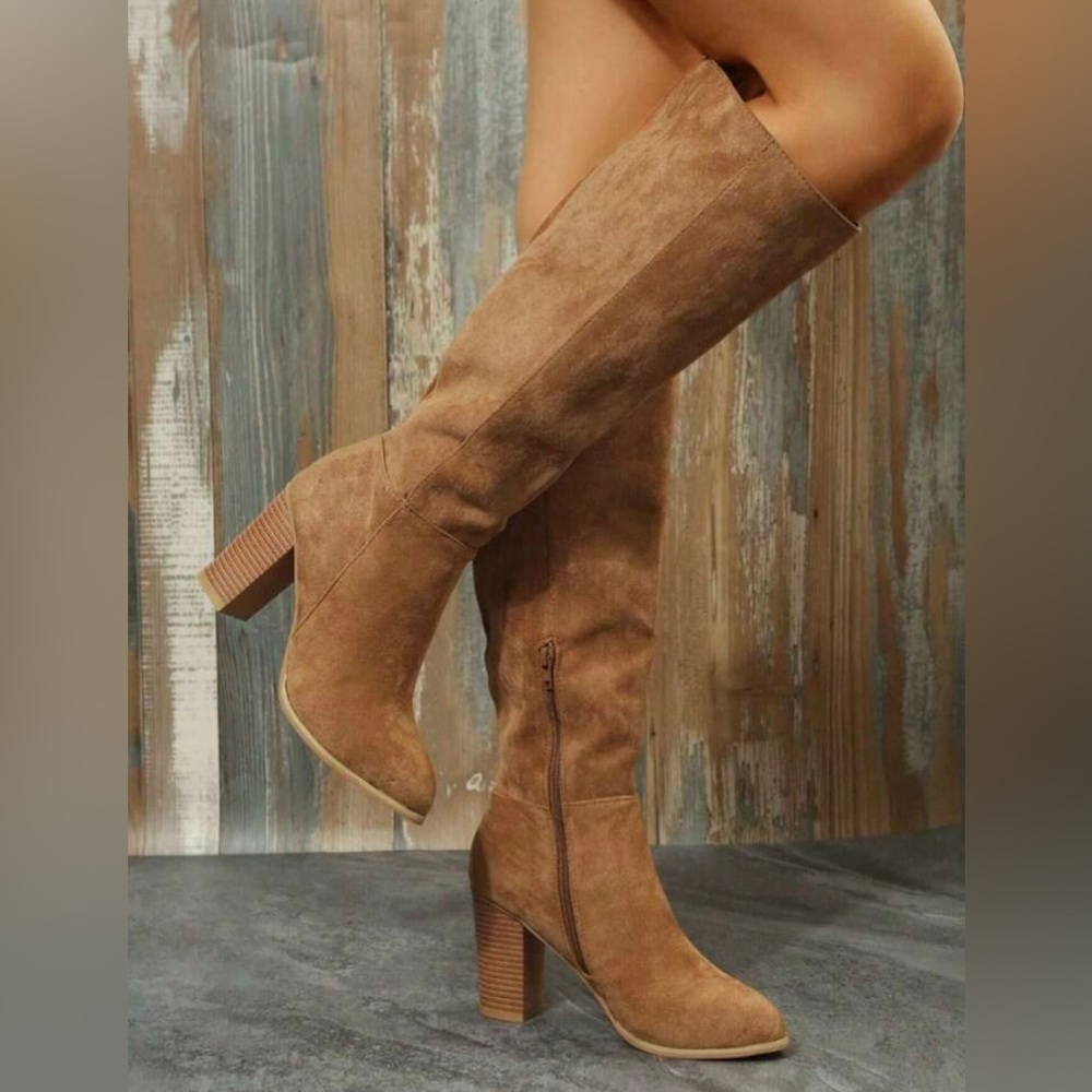Chunky Heel Knee High Boots